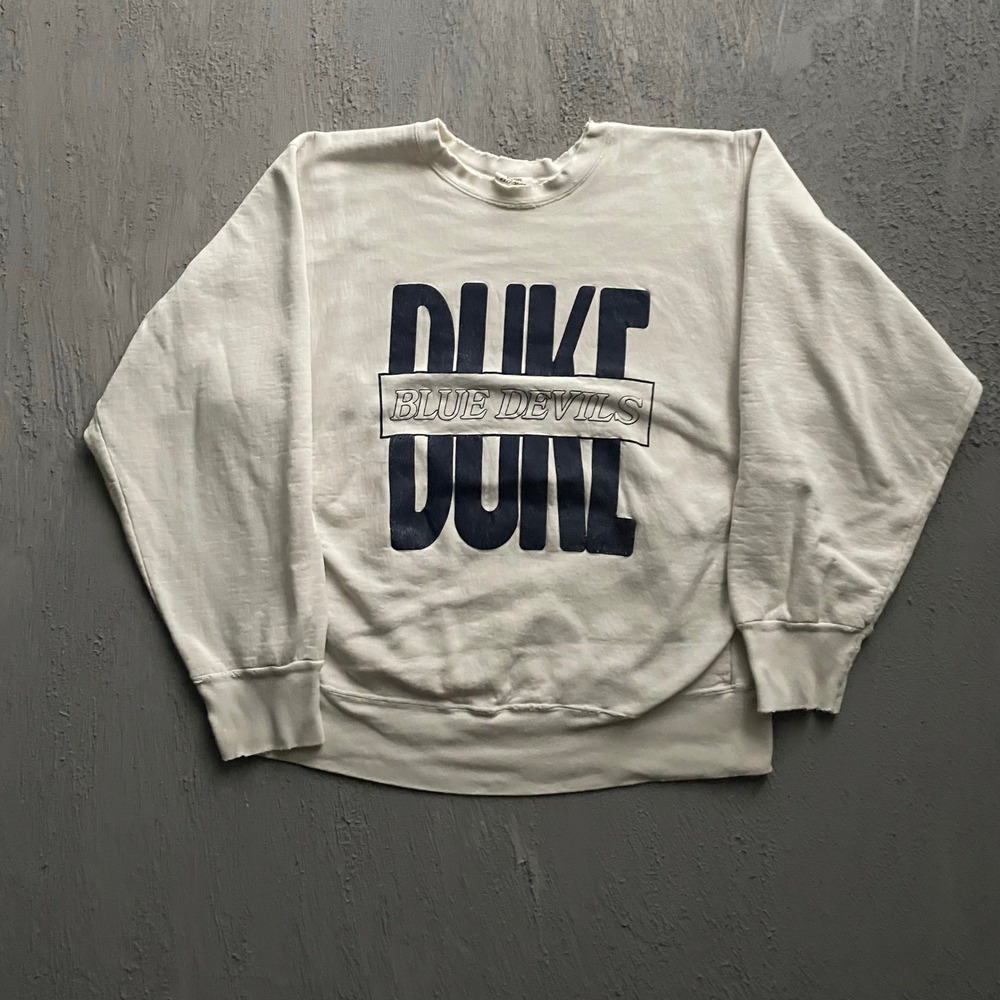 Vintage Duke Blue Devils Sweatshirt Mens Large White 90s The Cotton Exchange